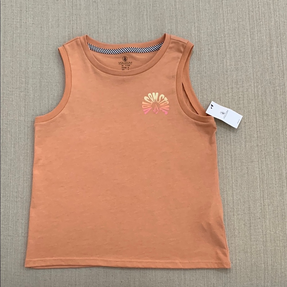 NWT girls Volcom Orange Tank Top size S (7/8)